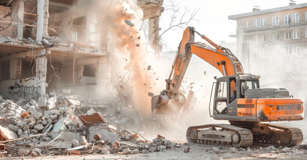 heavy equipment causing construction dust