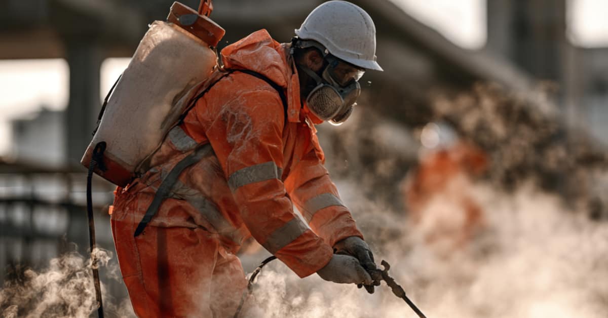 worker on construction site, concept of Construction Industrial Hygiene
